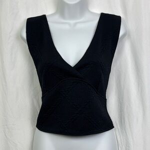 Maeve by anthropologie textured crop top vest with gold buttons on the sides XL